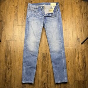 Rag & Bone Jeans Mens 33x32 Blue Denim Fit 2 Slim Button Fly Casual Straight Leg
